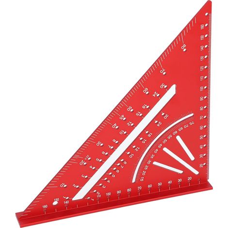 Règle en Aluminium avec échelle Gravée, Détecteur d'angle Triangulaire 30, 45, 60 Degrés et 90 Degrés, Outil de Disposition en Alliage d'Aluminium Robuste pour le Travail du Bois, la (rouge) (1/5)