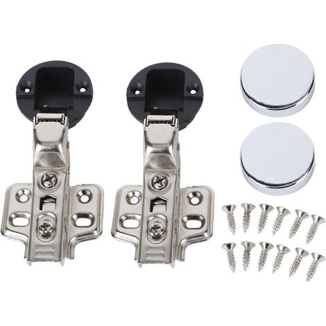 Set di 2 cerniere per ante in vetro in acciaio inox 201 per armadi, ammortizzatore per ante in vetro 35, inserto curvo grande (1/4)