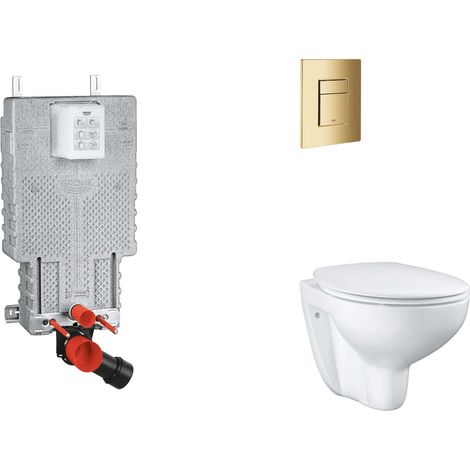 Grohe Uniset - Set Vorwandelement, WC mit Softclose-Sitz und Skate Cosmopolitan-Betätigungsplatte, Cool Sunrise SANI15BB4102