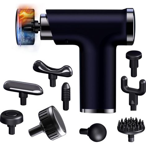 Pistolet de Massage avec Thérapie par le Chaud et le Froid,Massage Gun avec 13mm Amplitude 4000mAh Batterie,Électriques Musculaire Appareil de Massage,Ultra Silencieux pour Soulager les Douleurs Noir