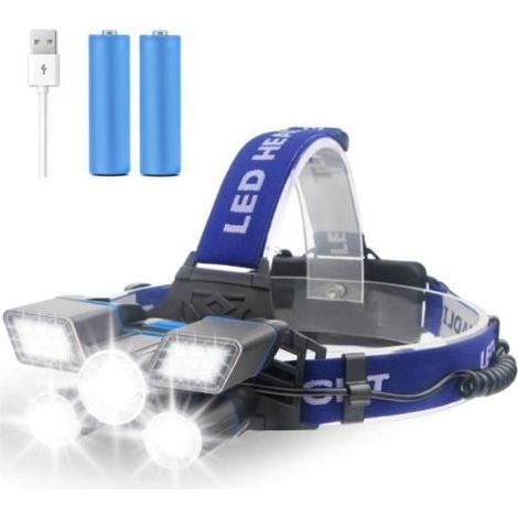 Soft Digits Lampe Frontale LED,5 Lampes 21 LED 9 Modes 18000 Lumens Super Brillante USB Rechargeable Torche Frontale Étanche pour Ca-Ywey (1/5)