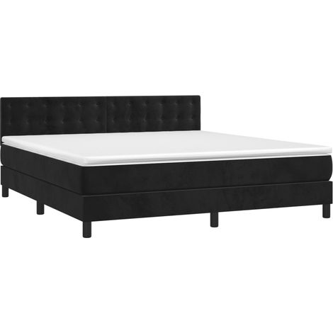 Sommier à lattes de lit avec matelas et LED Noir 160x200 (1/5)