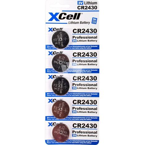 5er Sparset XCell CR2430 Lithium-Knopfzelle 3V / 290mAh (1/2)