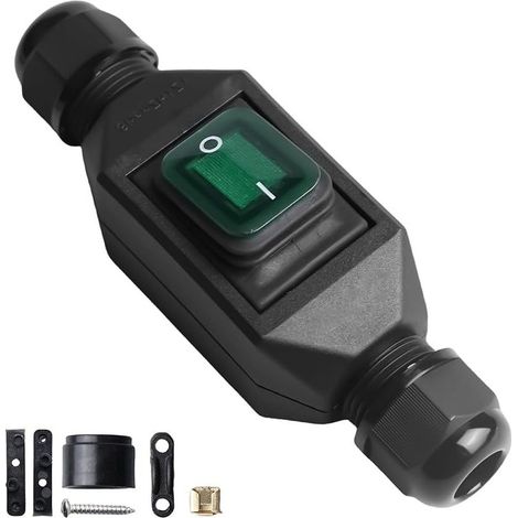 Interrupteur en ligne AC220V 30A, interrupteur de machine étanche IP66, interrupteur à bascule, interrupteur de câble, interrupteur à bouton-poussoir pour machine, interrupteur de machine, entrée et (1/5)