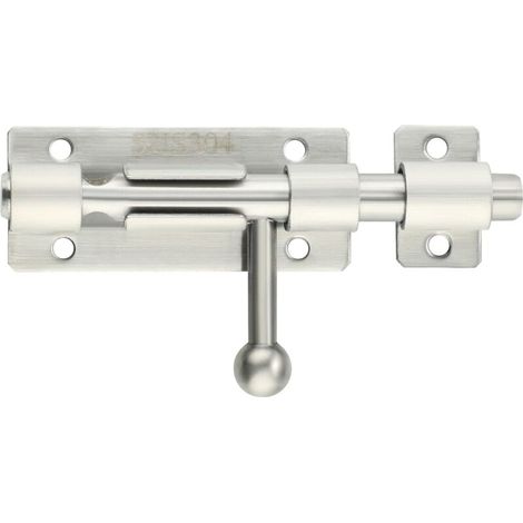 Lot de 2 verrous coulissants de 4 pouces, loquet de porte en acier inoxydable, verrou coulissant, cylindre argenté (1/5)