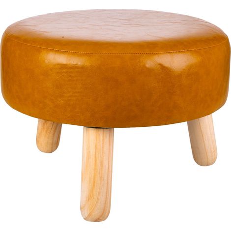 Taburete de madera y polipiel naranja 40x40x13/29