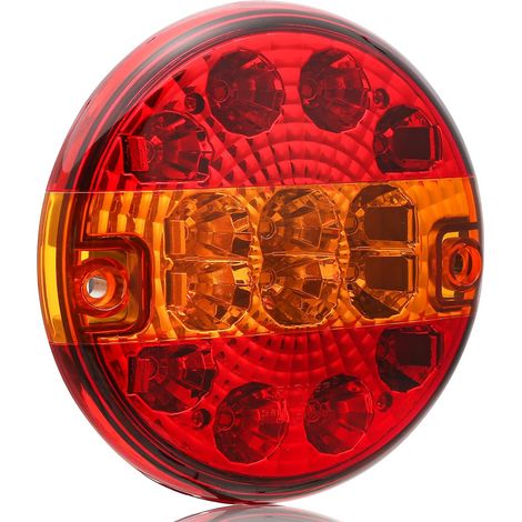 Feu arrière LED rond pour remorque de camion Feu stop étanche 10  30 V pour remorque, camion, caravane ou van (1/5)