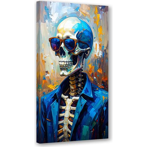 Wandbild Schädel mit Brille 40x80 cm (1/5)