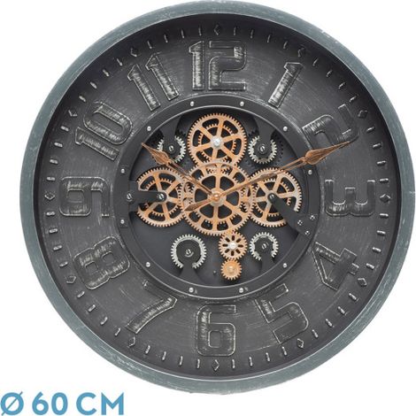 ALBOX orologio da parete nero 60x60x7 cm ingranaggi con movimento
