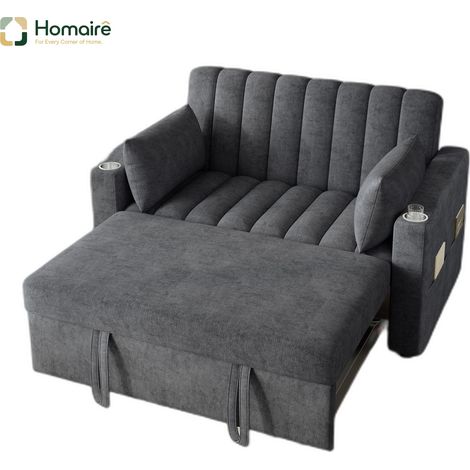 Canapé en tissu gris avec accoudoirs 136 x 162 x 84 cm HOMAIRE (1/5)