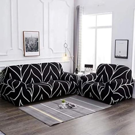 Housse pour canapé 2 places Black Line Love Seater, extensible universelle, protection ajustable pour assise et dossier (1/5)