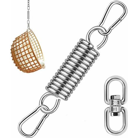 Kit de suspension pour hamac, crochet à ressort pour hamac, chaise hamac en acier inoxydable avec mousqueton charge maximale jusqu'à 250 kg, pour intérieur, hamac, chaise suspendue, yoga (argent) (1/5)