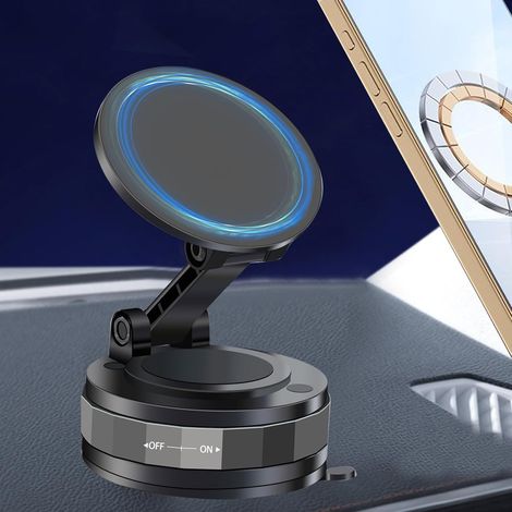 Support Telephone Voiture, Porte Téléphone Voiture Aimanté, Ventouse sous Vide, Puissance d'aspiration 89+LBS et Aimant Le Plus Puissant de 2800gf, Rotatif à 360° (1/5)