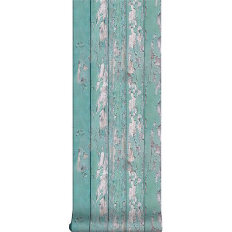Superfresco Easy - Vliestapete - Holz - Blau/Grau/Mint - 10m x 52 cm