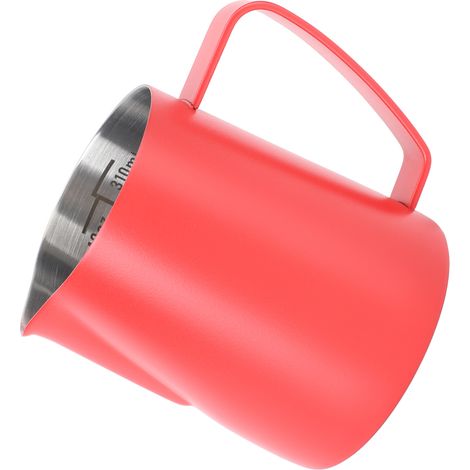 Milchkännchen mit spitzer Öffnung, 310 ml, Edelstahl 304, mit Innenskala, rot (1/5)