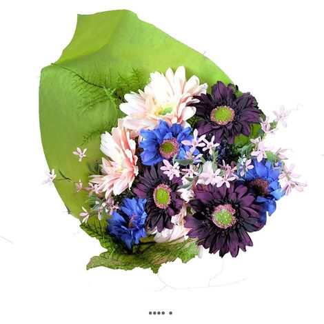 Superbe bouquet de fleurs artificielles ADORABLE création fleuriste H 50 cm D 30 cm (1/2)