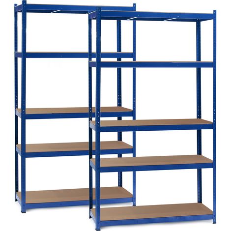 Wiltec Set 2x Scaffali a incastro per carichi pesanti Blu 100x50x200cm 5 ripiani 200kg/piano