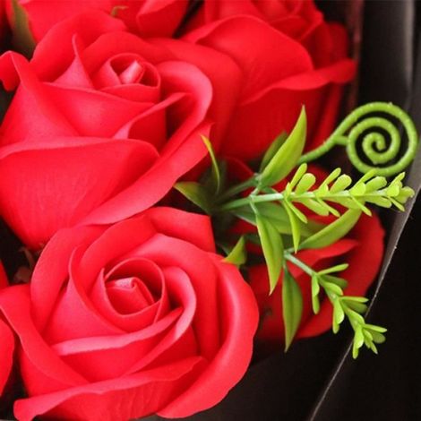 Fleur De Savon - Bouquet De Roses Artificielles Parfumées - Cadeau Pour Saint-Valentin Anniversaire Fête Des Mères - Rouge - 1 Pièce (1/4)