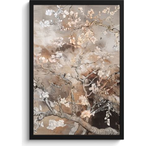AFFICHE ENCADRÉE Fleur d'amandier - Art - Van Gogh - Beige - Abstrait Cadre Décoration Murale 40x60 (1/5)
