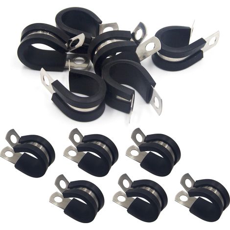 Lot de 12 colliers de serrage 16 mm avec revêtement caoutchouc - Colliers en acier inoxydable pour automobile,industrie,câblage et bateaux (1/5)