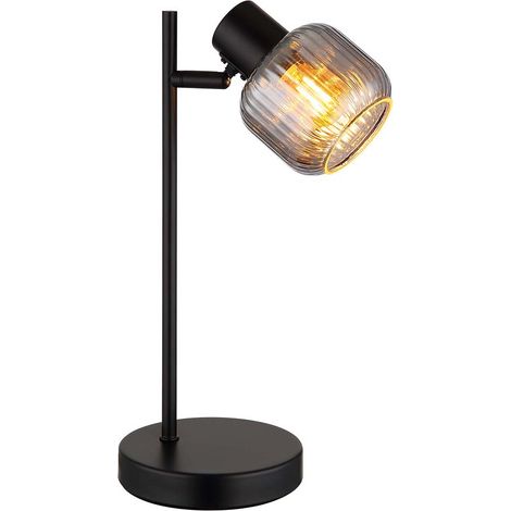 Tischlampe Tischleuchte Nachttischleuchte Spot beweglich Glas rauchfarben H 35cm
