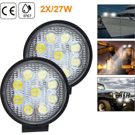 SWANEW 2x 27W LED LIGHT LIGULO 12V 24 V Feeli inversione del trattore Spotlight LED per fuoristrada per fuoristrada. veicolo. SUV. camion. automobile dell'auto IP67 IP67 impermeabile. rotondo (1/5)