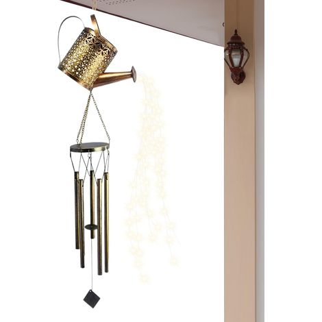 Arrosoir solaire avec lumières en cascade – Avec carillon en forme de bouilloire en fer – Fournitures de fête rétro Décoration de jardin solaire Pour cour, extérieur, chemin, allée, pelouse (1/5)