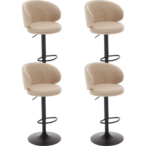 Wahson Sgabelli bar Set di 4, Cucina Sgabelli in Tessuto, Moderna Sgabelli Alti con Schienale, Regolabile e Girevole per Cucin, a Penisola, Cache
