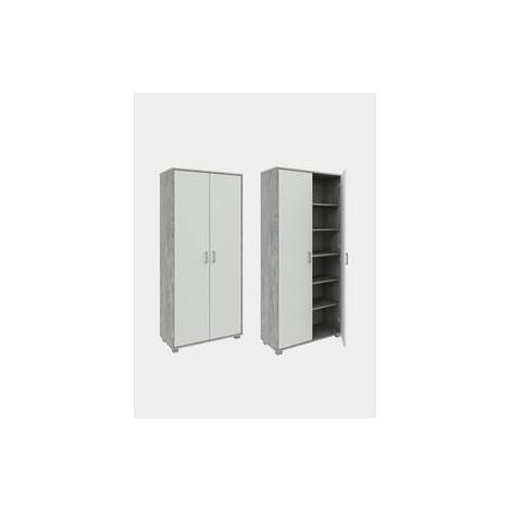 MOBILE ALTO 2A MULTIUSO 78X35X170 CM CEMENTO/BIANCO