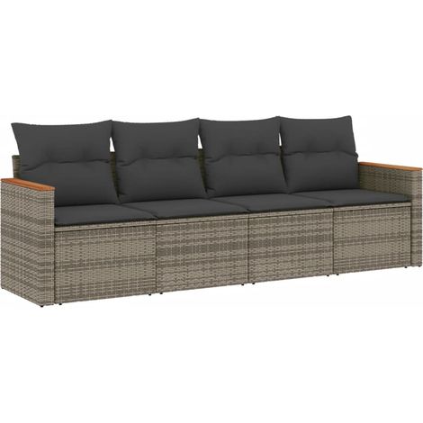 Maison Exclusive - 4-tlg. Garten-Sofagarnitur mit Kissen Grau Pol