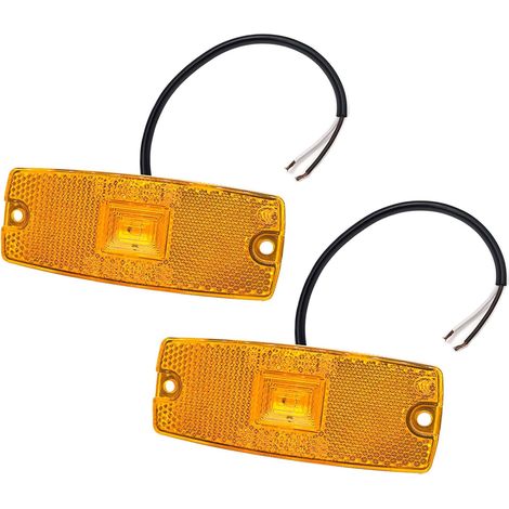 2 Pcs feux de gabarit camping car led orange, Imperméable 12v 24v universel feu de position jaune pour camion, caravane, tracteur, remorque - vis fix incluses (FJ100Y) (1/5)