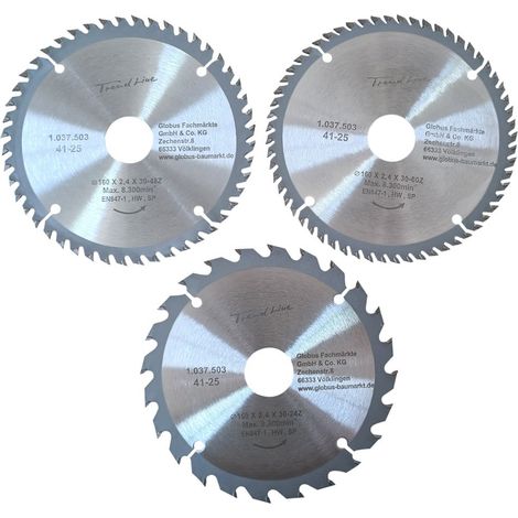 TrendLine Kreissägeblatt-Set Ø 160 mm Bohrung Ø 30 mm 3-teilig Kreissägeblatt
