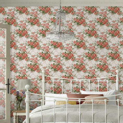 Papier peint intissé Laura Ashley Country Roses 1005 x 52cm Rouge rosé (1/5)