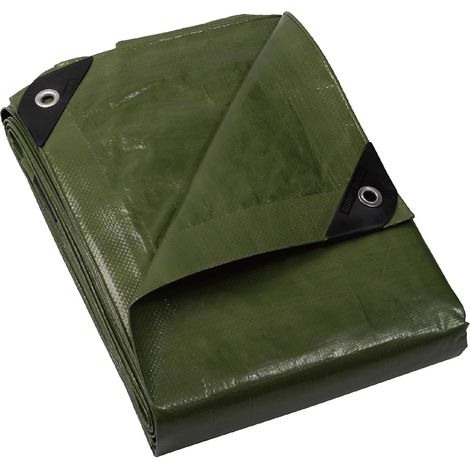 Bâche avec œillets - Étanche - 4 x 5 m - Vert - Multifonctionnelle - en Polyester - 120 g/m² - Bâche en Tissu - Bâche de Protection - Polyvalente, indéchirable, stabilisée aux UV (1/5)