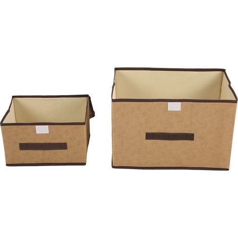 Set mit 6 faltbaren Aufbewahrungsboxen aus Vliesstoff mit Deckel, Beige (1/5)