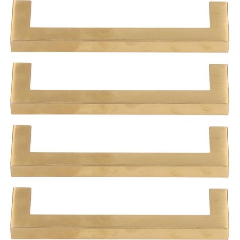 Set mit 4 goldfarbenen Edelstahl-Schubladengriffen für Küchenmöbel und Schränke, Modell 12x12x96 mm. (1/5)