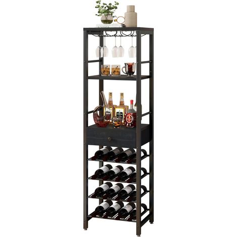 Casier à vin 3-en-1 avec tiroir et porte-verres