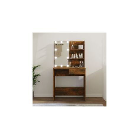 Coiffeuse avec LED Chêne fumé 74,5x40x141 (1/5)