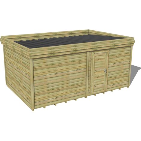 ABRI DE JARDIN bois traité 27mm, 5,7x3,4m, 20m2, Plancher
