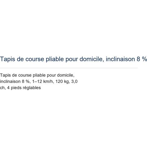 Tapis de course pliable pour domicile, inclinaison 8 %, 1–12 km/h, 120 kg, 3,0 ch, 4 pieds réglables (1/2)