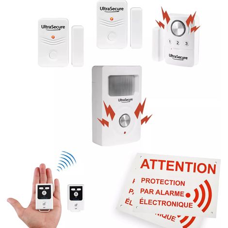 Kit alarme "local agricole" autonome sans-fil - Détecteur mouvement + 3 ouvertures + 2 télécommandes (BT) (1/5)