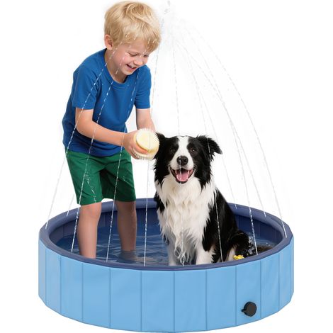 Faltbares Planschbecken für Kleinkinder und Kinder mit rutschfester PVC-Beschichtung, Maße Ø100 x 30 cm, hellblau