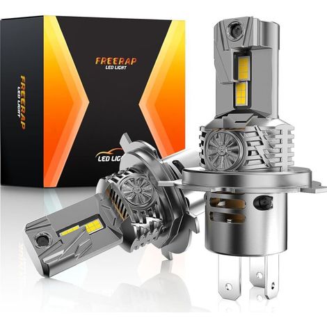 Ampoule H4 LED 32000LM, 100W 600% 6500K Lumière Blanche, 1:1 Halogène Mini Taille, 70000+ Heures De Vie, Plug and Play Installation Facile, 2 Pièces(H4/9003/HB2)