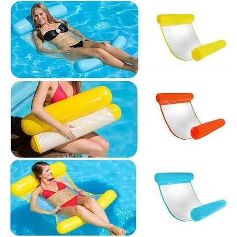 Hamac Flottant Gonflable de Luxe pour Piscine - Orange - Compact et Facile à Transporter - Dimensions 130x73cm (1/4)
