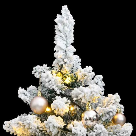 Albero Natale  Albero natalizio  Albero festivo Incernierato con 150 LED e Palline 120 cm (1/5)