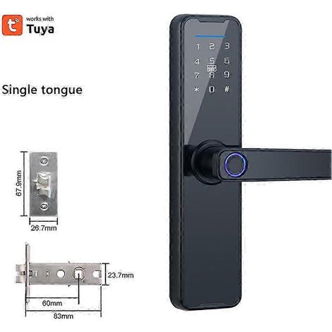 Serrure intelligente à empreinte digitale WiFi pour portes d'entrée et portes de sécurité, 26-27s à une seule languette. (1/5)