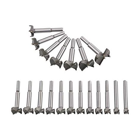 Mèches Bois 19PCS (10MM - 40MM) Fraise Bois Carbure, L'installation de Portes Sphériques Bois, Tiroirs, Mèches à Façonner Foret Bois pour Faire Des Trous Propres à Fond Plat Dans Le Bois (1/5)