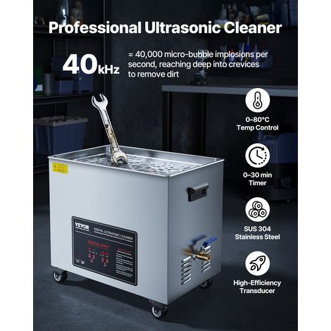 Nettoyeur à Ultrasons 50 L, Appareil de Nettoyage par Ultrasons 840 W 40 kHz, avec Panier de Nettoyage et Affichage Numérique, en Inox, avec Roues, pour Pièces Industrielles et Carburateurs (1/5)