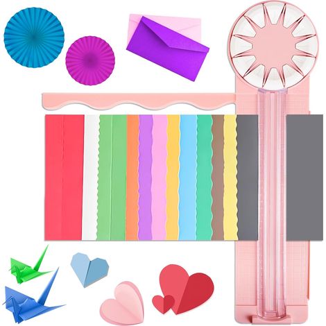 12 in 1 Papierschneider, Geschenkpapierschneider, Schneidewerkzeug mit 12 Schnittarten, Papierschneider für Kraftpapier, A4/A5 Papier, Foto, Scrapbooking, Postkarten (1/4)