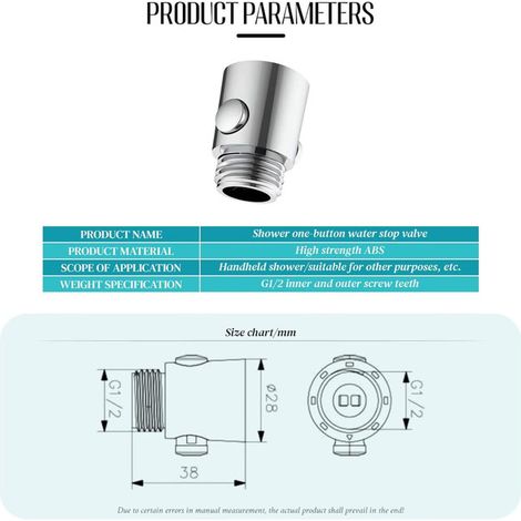 Vanne d'arrêt de douche en ABS bouton poussoir universel G1/2 inverseur économiseur d'eau pour douchette et flexible de douche (1/5)